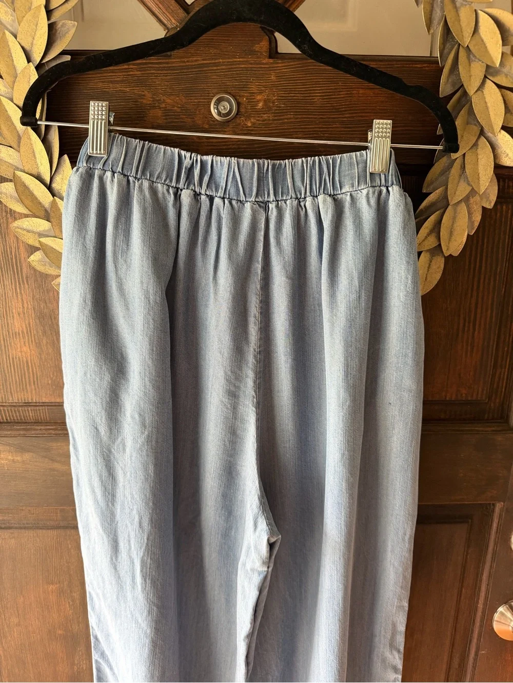 Francesca's Light Blue Tie-Waist Wide Leg Pants - Picture 6 of 7